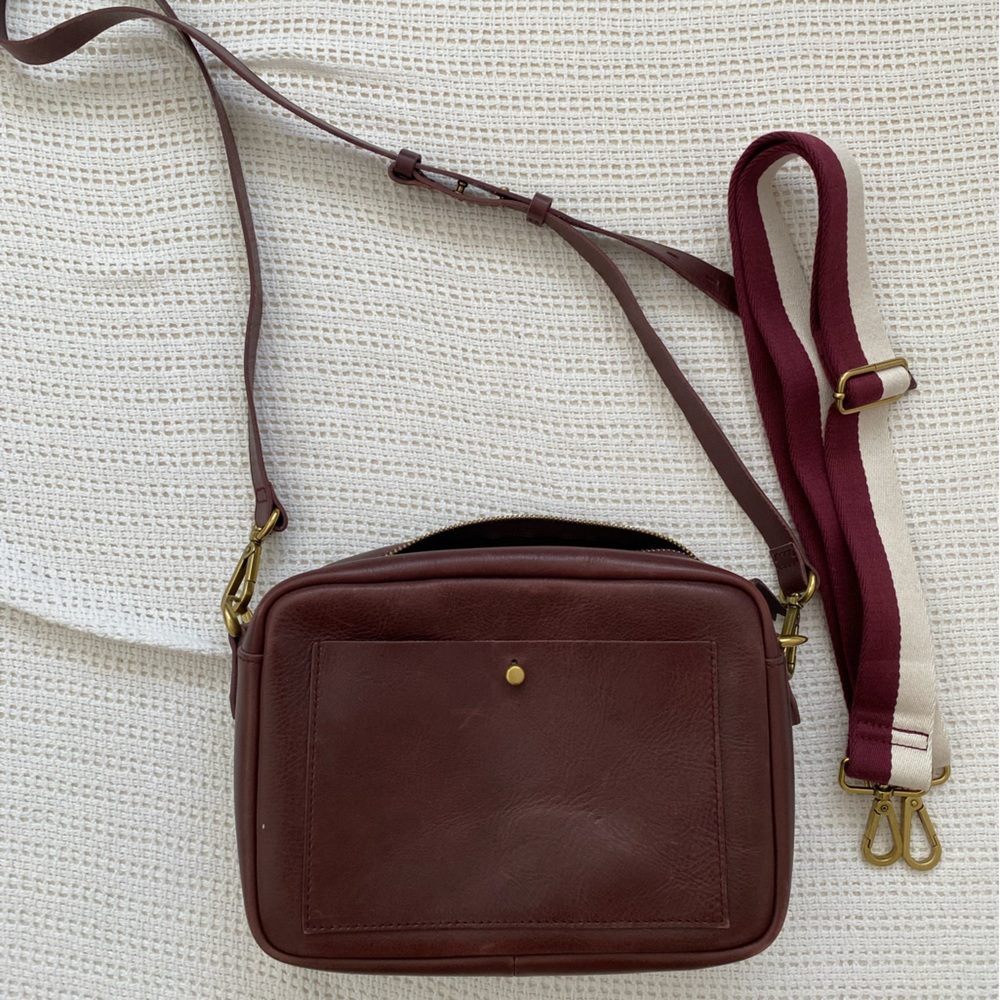 Madewell large transport camera bag burgundy